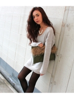 【chille anap】ネックレス・タイツ・ニット SET/GRY