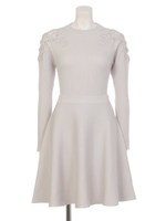 コード刺繍ニットセットアップ/ライトグレー