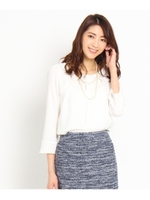 タック入りサテンシャツ/ブルー系(094)