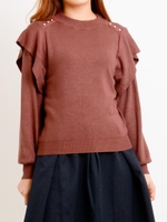 肩釦ニット/グリーン