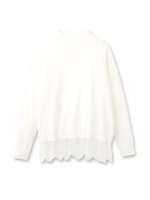 裾レースハイネックニット/オフホワイト(003)