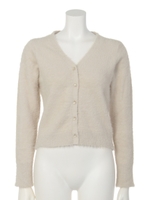 クリアビジューボタンVネックカーディガン/グレー