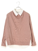 シャツ&ボトルネックニットセット/アイボリー