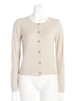 ビジューフラワーモチーフクルーネックカーディガン/ベージュ