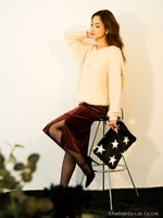 ベロアタイトスカート/ワイン