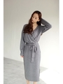 【AZUL by moussy】カシュクールニット長袖ワンピース/T.GRY