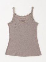 ヌメールレース付きテレコタンク/MOCHA