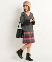 シャギーチェックラップ風スカート