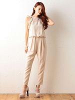 フリルレースコンビネゾン/ベージュ