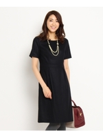 ウール切り替えワンピース/ブラック(019)