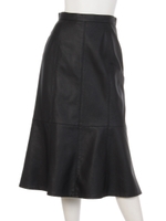 Fレザー切替フレアミディJ/W SK/BLK