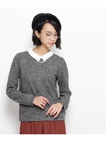 コットンパール襟付き起毛プルオーバー/ブラック(019)