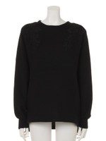 ショルダーレースニット/ブラック