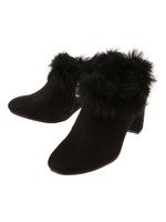 チャンキーヒールアンクルファーブーティ/ブラック