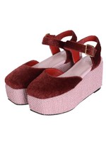 ハラコライクベルトサンダル/レッド