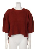 バックロング7分袖ニットP/O/O/WHT