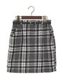 ベルト付シャギーチェックコクーン/スカート/グレー/オフホワイト