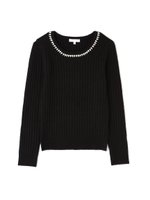 マシュマロストレッチ衿ビジュー/ブラック(010)