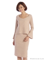 長袖フレアセットアップ/ベージュ