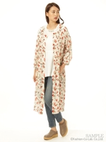 楊柳いちご更紗プリントワンピース/ベージュ