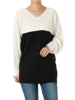 【AZUL by moussy】ウォッシャブルソフトタッチ前後2WAYドルマンプルオーバー/柄WHT