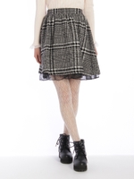 チェックギャザーSK/ブラック