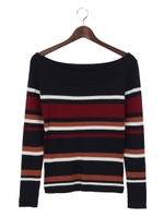 マルチボーダーリブオフS/Knit/オフホワイト