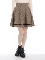 リボンウエストフロッキードットSK/ブラウン