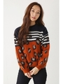 【1/5までNEWYEARSALE価格】【AZUL by moussy】起毛レオパードジャカード長袖ニットプルオーバー/柄ORG