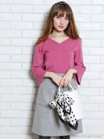 スカラフレアスリーブニット/レッド