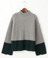 袖スリット配色ニット