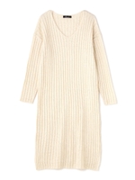 ワイドリブ編みニットワンピース/ブラック(010)