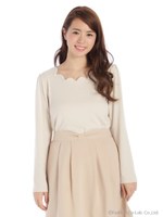 ウォーミージュエルスカラップカットソー/グレー