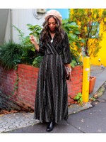 【anap mimpi】レトロカシュクールボリュームロングワンピース/BK