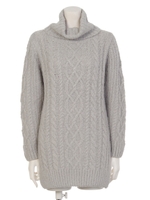 【sw】オフタートルケーブルニット/グレー