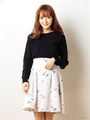 フラワープリントハイウエストスカート/ブルー
