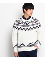 ノルディック風丸首セーター/ホワイト(001)