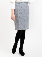 ウエストボタン花柄タイトスカート/グレー柄