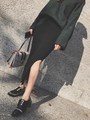 スリットロングスカート/グレー