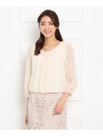 〔洗える〕タックドレープシフォン重ねプルオーバー/ライトベージュ(051)