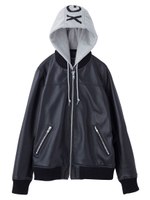 HOODED LEATHER BLOUSON/ブラック