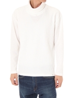 【AZUL by moussy】ヘビーワッフルタートルネック長袖プルオーバー/WHT
