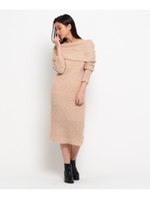 ◆オフショルダーニットワンピース/ライトベージュ(051)