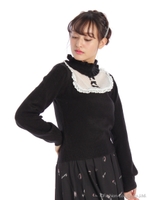 ヨーク切り替えフリルハイネックニット/アイボリー