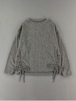 ・レースUP起毛リブプルオーバー/杢グレー