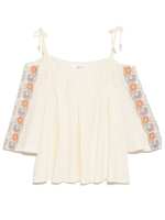 刺繍肩開きトップス/ORG