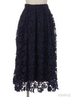 レースフレアスカート/ネイビー