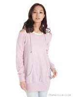 レース肩あきパーカー/グレー