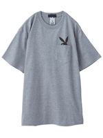 【X-girl×PLAYBOY】 BUNNY GIRL POCKET S/S MENS TEE/アッシュ