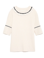 ライン入りニットプルオーバー/BLU